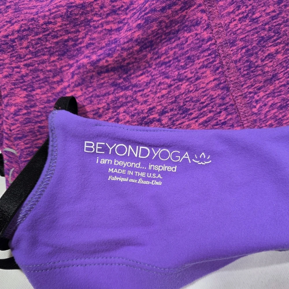 Beyond Yoga Women’s 2Pc Set Size S Pink Purple Leggings & Tank Built-In Bra